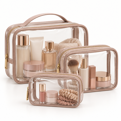 Qavrenio Clear Travel Cosmetic Pouch Set