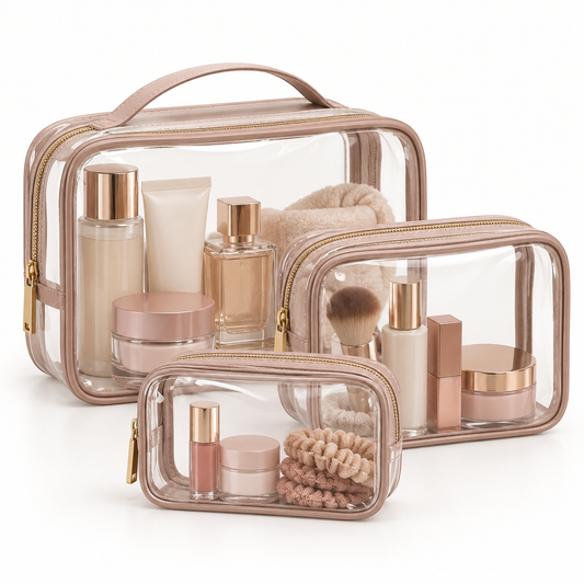 Qavrenio Clear Travel Cosmetic Pouch Set